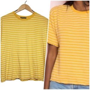 Brandy Melville | Women | Aleena Mustard Yellow Striped Boxy Tee | One Size